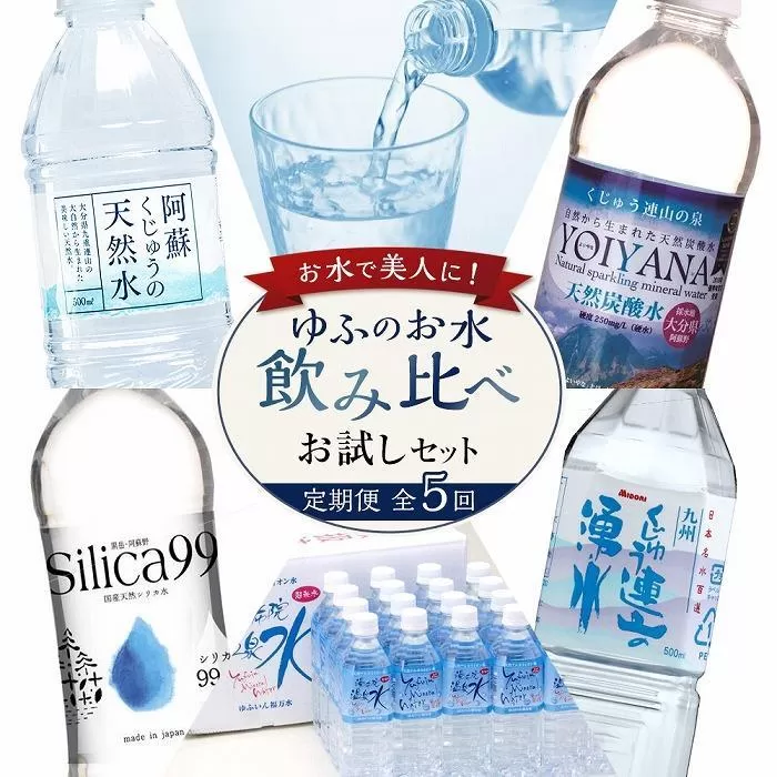 【定期便 全5回】お水で美人に！ゆふのお水飲み比べ お試しセット（総量500ml×132本！）