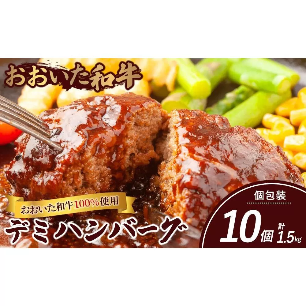 ＜おおいた和牛100％使用＞デミハンバーグ 個包装 10個 計約1.5kg