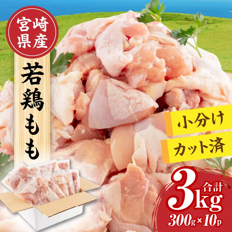 【2024年11月発送】宮崎県産 若鶏もも肉 300g×10P 計3kg_M241-001-nov