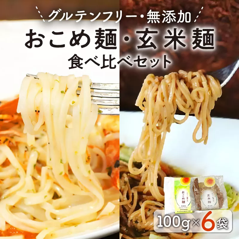 【グルテンフリー】無添加おこめ麺・玄米麺食べ比べセット　計100g×6袋　N0107-A059