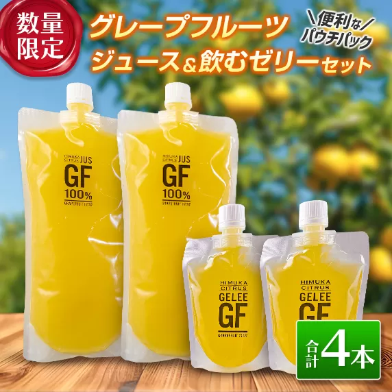 数量限定 グレープフルーツ ジュース 飲む ゼリー セット 合計4本 便利 パウチ パック ローカルフードプロジェクト 飲料 ドリンク 果物 くだもの フルーツ 柑橘 ストレート 果汁100% 天然由来 おやつ デザート おすすめ お取り寄せ 宮崎県 日南市 送料無料_CD49-23