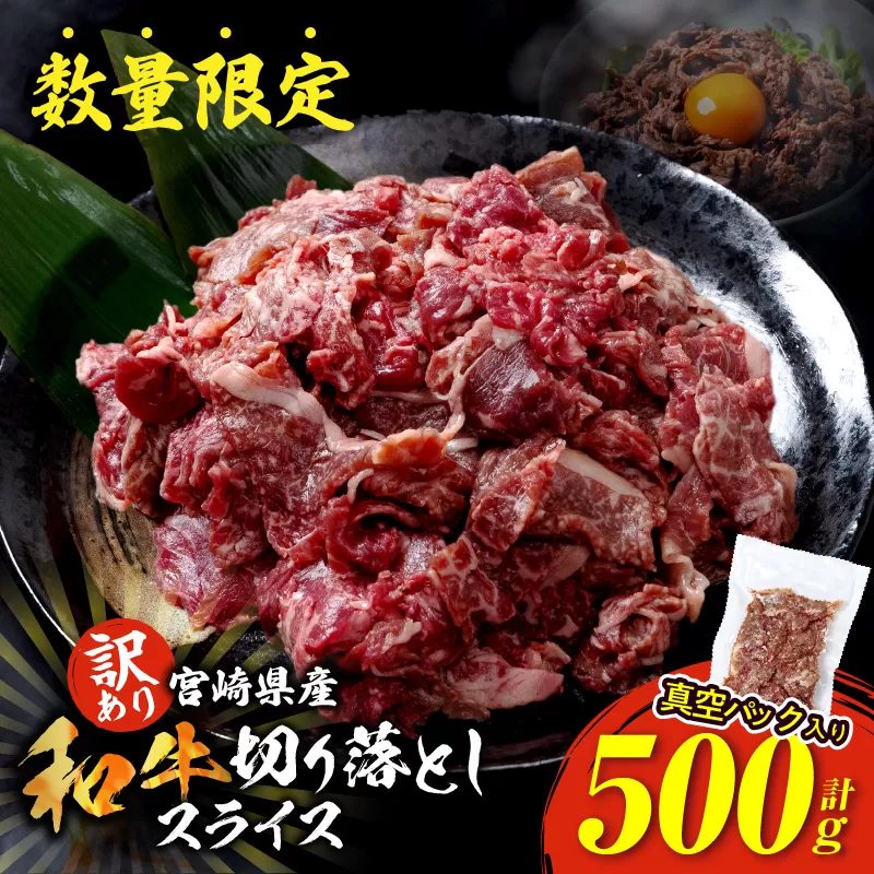 訳あり 宮崎県産 和牛 切り落とし スライス 計500g 肉 牛肉 ビーフ 国産 食品 薄切り 真空パック おすすめ すき焼き 冷しゃぶ 牛丼 肉巻き 炒め物 カレー シチュー おかず お弁当 おつまみ お祝い 記念日 宮崎県 日南市 送料無料_BB136-24