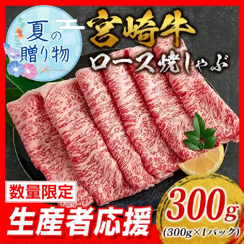 【お中元・夏の贈り物】生産者応援 数量限定 宮崎牛 ロース 焼きしゃぶ 計300g 牛肉 ビーフ 黒毛和牛 ミヤチク 国産 ブランド牛 食品 おかず おすすめ 贅沢 イベント お取り寄せ グルメ 送料無料 日南市_B234-242