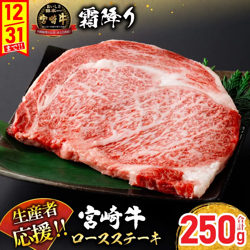 【最短2週間以内で発送】生産者応援 数量限定 宮崎牛 ロース ステーキ 1枚(計250g) 牛肉 ビーフ 黒毛和牛 ミヤチク 国産 ブランド牛 食品 おかず ディナー 人気 おすすめ 鉄板焼き 高級 贅沢 上質 ご褒美 お祝 記念日 イベント グルメ 宮崎県 日南市 送料無料_AA61-24-2W