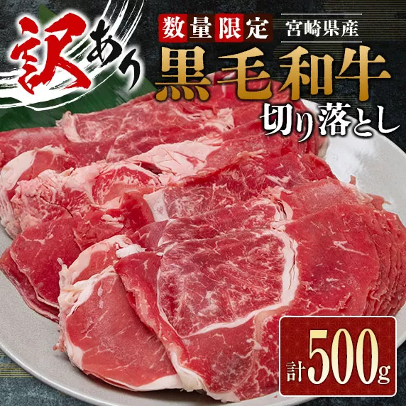 訳あり 数量限定 宮崎県産 黒毛和牛 切り落とし 計500g 肉 牛 牛肉 国産 おかず 食品 お肉 すき焼き 日南市 送料無料_BC61-23