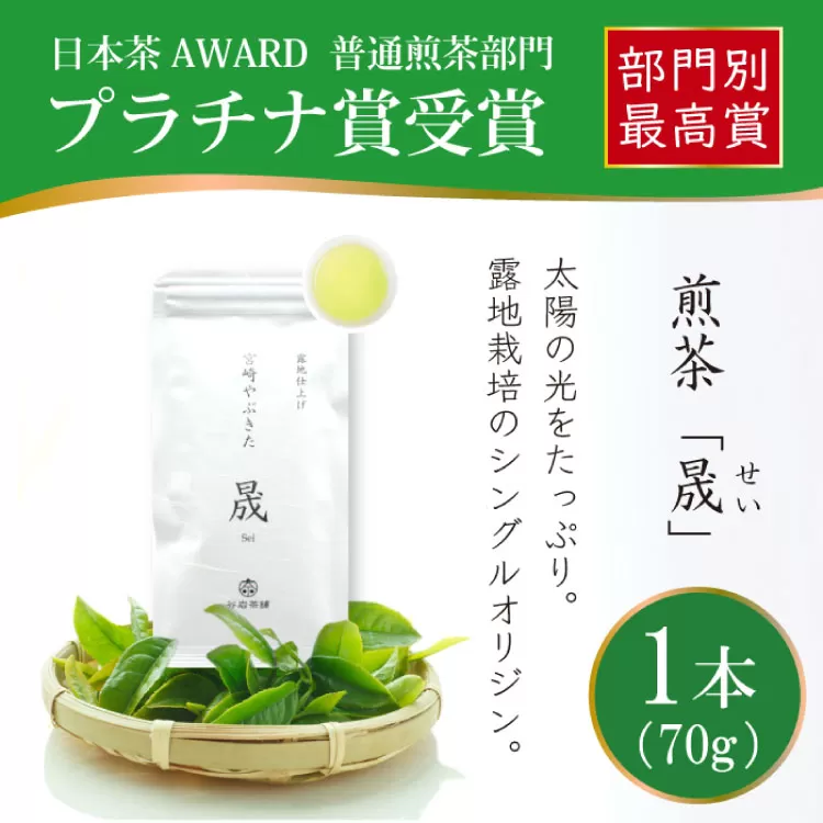 お茶 緑茶 煎茶 晟 70g×1本 [谷岩茶舗 宮崎県 日向市 452061000] 緑茶 やぶきた プラチナ賞 日本茶