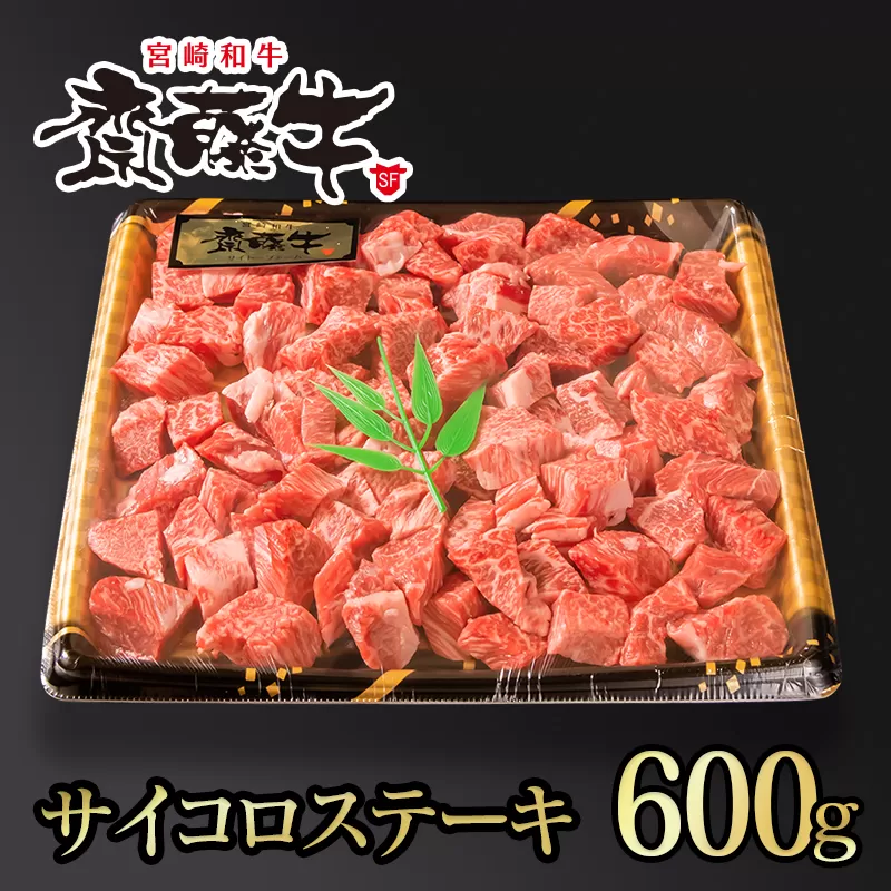 宮崎和牛『齋藤牛』サイコロステーキ 600g[2-99]西都市 牛肉 焼肉 国産牛 宮崎県