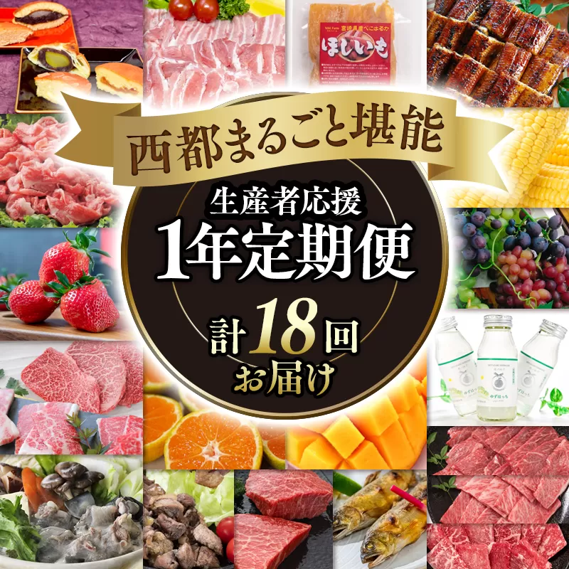 【季節の定期便】西都まるごと堪能セットＤ 18品お届け 令和6年1月発送開始 12ヶ月定期便『プラチナコース』マンゴー・宮崎牛・うなぎなど18品お届け＜30-4＞