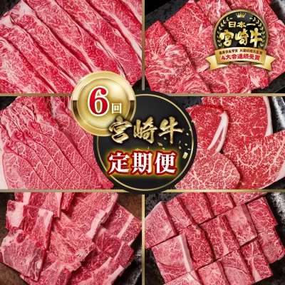 [定期便]宮崎牛 6回定期便 焼肉・スライス・ステーキ 内閣総理大臣賞4連続受賞 4等級以上 Y[7-9]牛肉 黒毛和牛 日本一 ブランド牛 宮崎県西都市