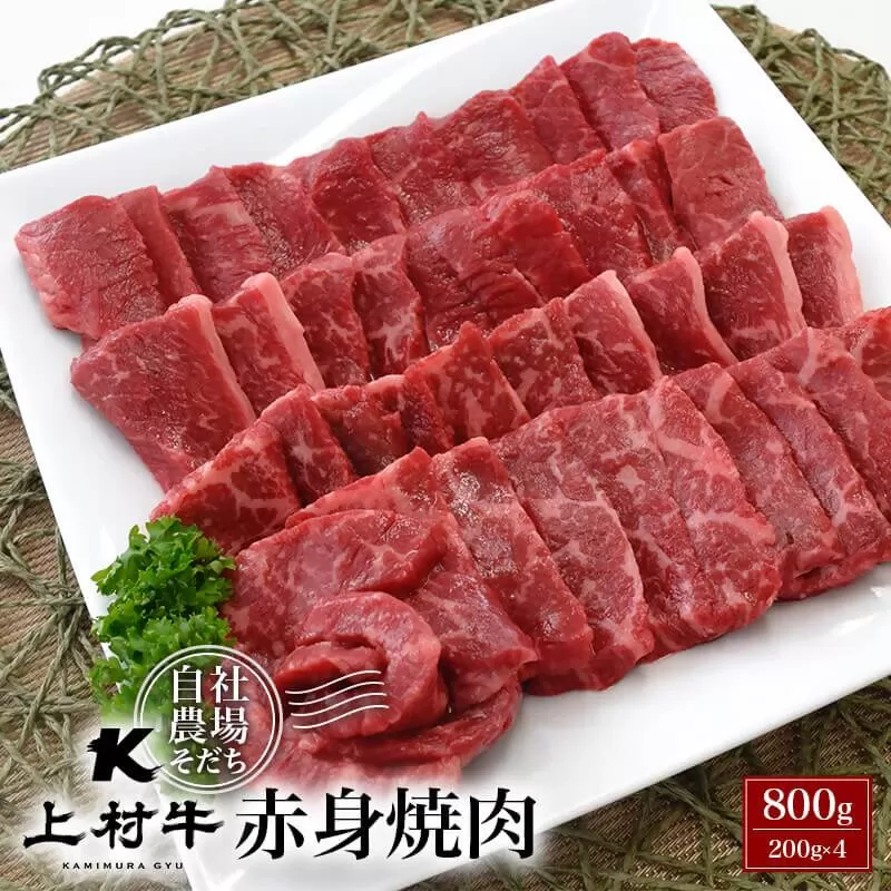 【カミチク】宮崎県産上村牛　赤身焼肉800ｇ（200ｇ×4パック）<1.4-4>牛肉 国産牛 ビーフ 小分け 宮崎県西都市 数量限定