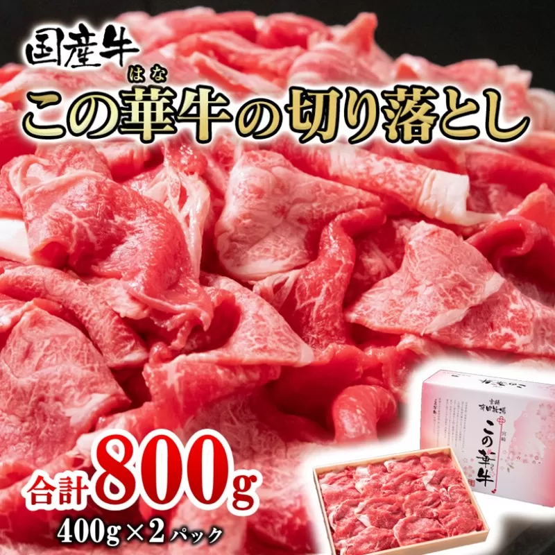 宮崎県産黒毛和牛『この華牛』切落とし800ｇ（400ｇ×2パック）訳あり<1-253>牛肉 国産 宮崎県 西都市 