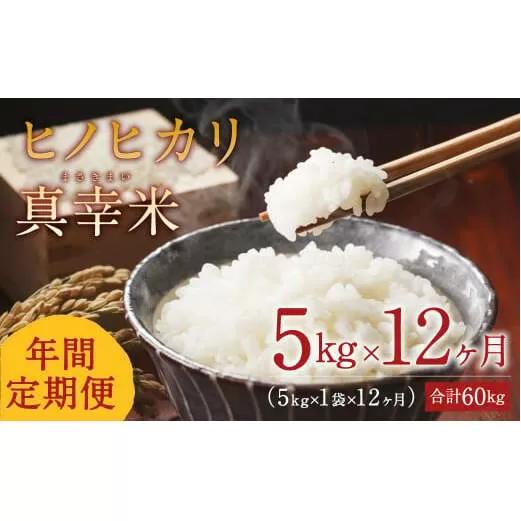 【定期便】新米 限定品 えびの産 ヒノヒカリ 真幸米(まさきまい) 5kg×12ヶ月 定期便 60kg 米 お米 コメ こめ ひのひかり おにぎり お弁当 送料無料 冷めても美味しい