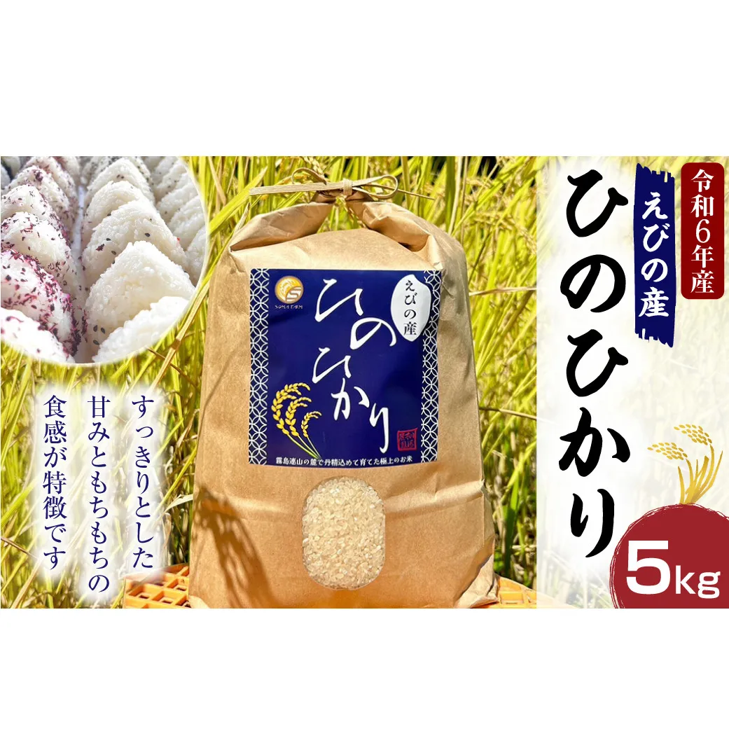 【令和６年度】新米 えびの産 ヒノヒカリ 5kg 米 お米 白米 ごはん 精米 おこめ ひのひかり おにぎり お弁当 お取り寄せ 冷めても美味しい 甘み もちもち 宮崎県 えびの市 自然の恵み 送料無料【11月上旬より順次発送】
