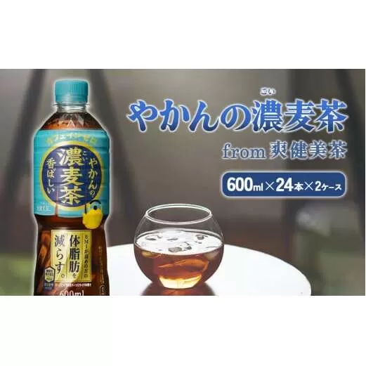 やかんの濃麦茶 from 爽健美茶 600ml PET×24本（2ケース）合計48本【コカコーラ】 日本茶 お茶 麦茶 ペットボトル カフェインゼロ 常温 送料無料 こども 美容 むくみ BMI 体脂肪