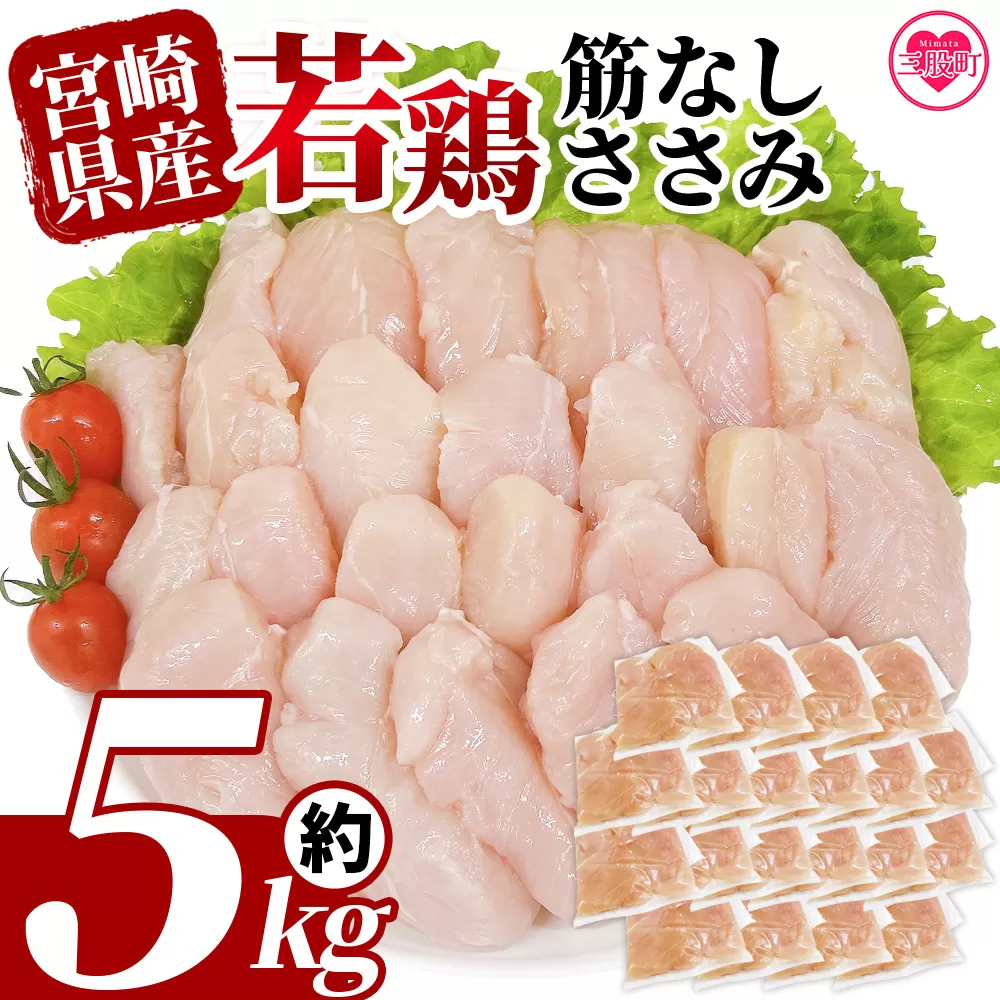 ＜宮崎県産若鶏筋なしささみ 約5kg＞ 国産 鶏 肉 精肉 ささみ ささみ肉 筋なし 使いやすい パック 真空冷凍 お弁当 惣菜 蒸し鶏 数量限定 鶏ささみ 鶏ササミ ササミ 鳥ささみ 鳥ササミ【MI513-tr】【TRINITY】