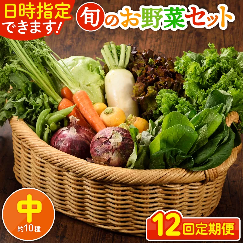 日時指定可能！旬のお野菜セット（サイズ中）【全12回定期便】