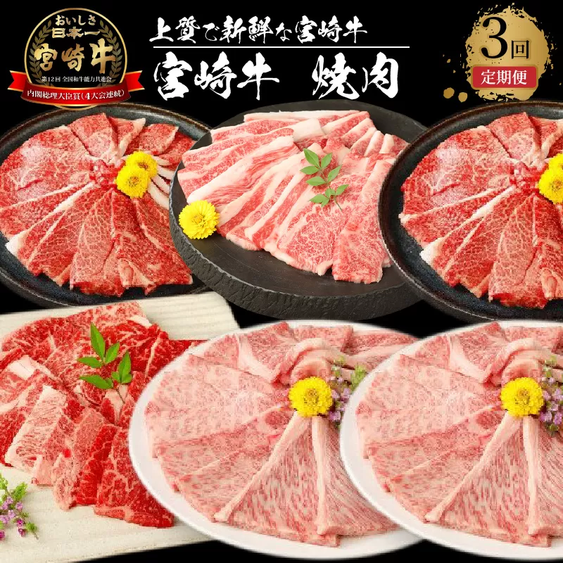 宮崎牛　焼肉3回定期便 K18_T013_3