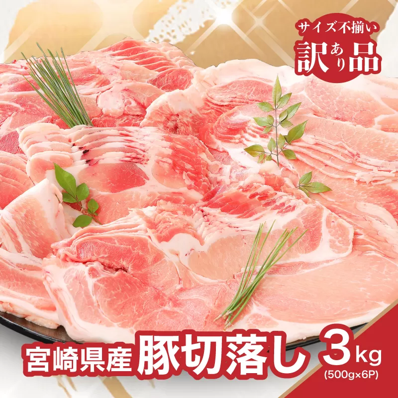 ★スピード発送!!７日〜10日営業日以内に発送★ 【訳あり】宮崎県産豚切落し3kg(500g×6パック) K16_0052_4