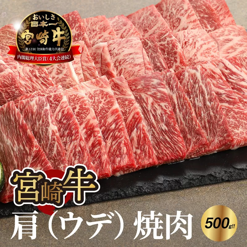 ＜宮崎牛 肩（ウデ） 焼肉500ｇ＞ K18_0017_4