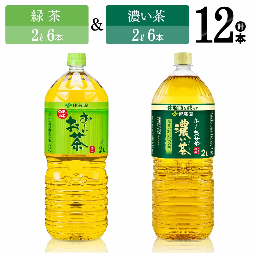 伊藤園 おーいお茶　緑茶（2L）＆濃い茶（2L）(PET）12本 伊藤園お茶 飲料類お茶 緑茶お茶 お茶 濃い茶 PET お茶セット 詰め合わせお茶 飲みものお茶 お茶