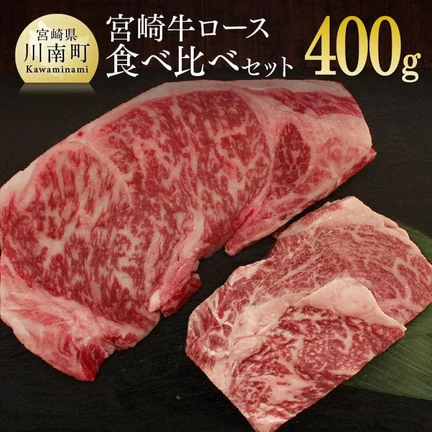 宮崎牛 ロース 食べ比べセット 400g 肉 牛肉 国産 黒毛和牛 肉質等級4等級以上 4等級 5等級 ステーキ リブロース サーロイン