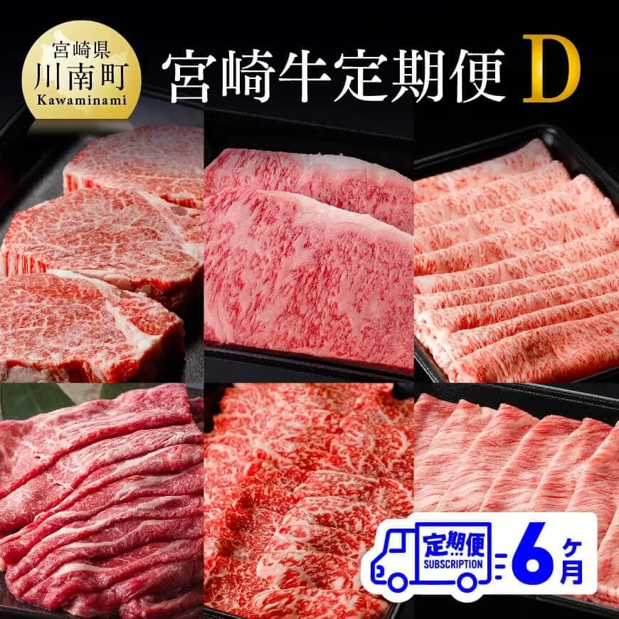 【6ヶ月定期便】 宮崎牛 定期便Ｄ 4大会連続日本一 肉 牛肉 国産 黒毛和牛 肉質等級4等級以上 4等級 5等級 ミヤチク ステーキ 焼肉 全6回 定期便 