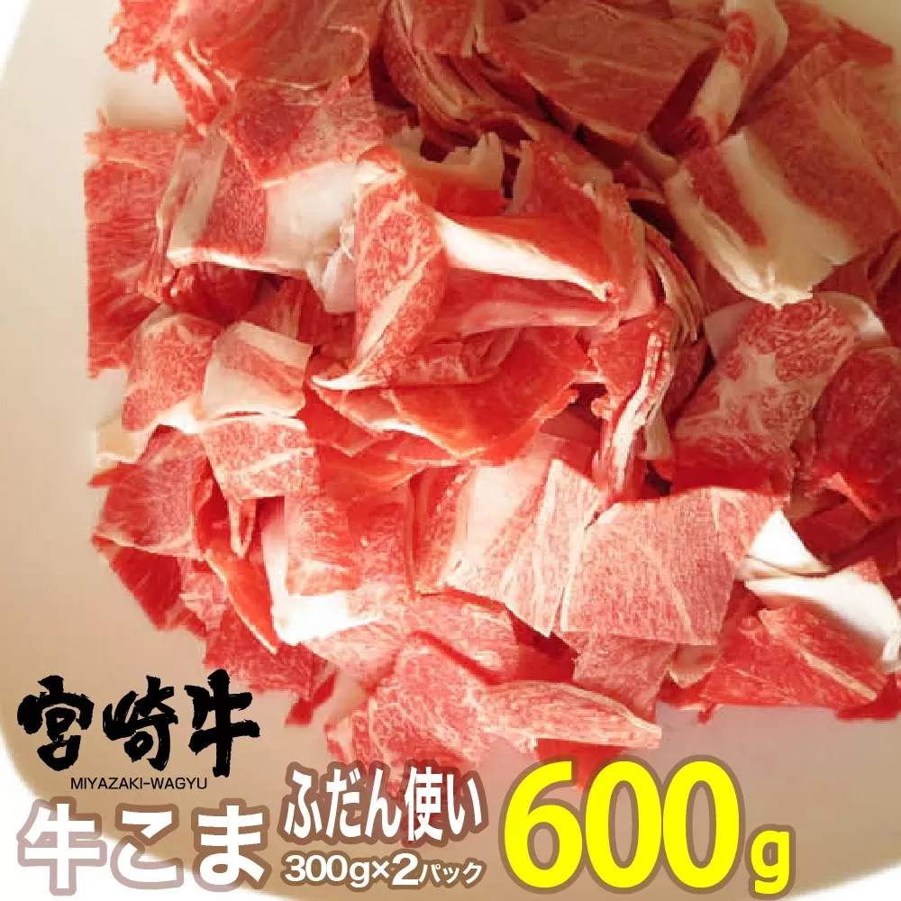 宮崎牛 こま 600g (300g×2) 肉 牛肉 国産 黒毛和牛 肉質等級4等級以上 4等級 5等級 小間肉 炒め物 肉じゃが