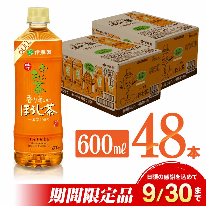 お～いお茶 ほうじ茶 600ml×48本 飲料 飲み物 ソフトドリンク お茶 ペットボトル ケース 備蓄 送料無料