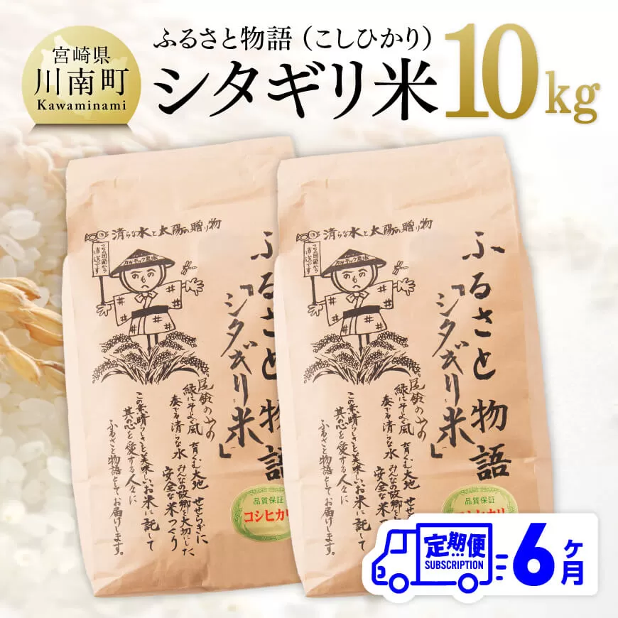 【6ヶ月定期便】※毎月20日頃発送※【令和6年産】宮崎県産こしひかり 「シタギリ米」 5kg×2【 お米 新米 2024年産 定期便 全6回 】