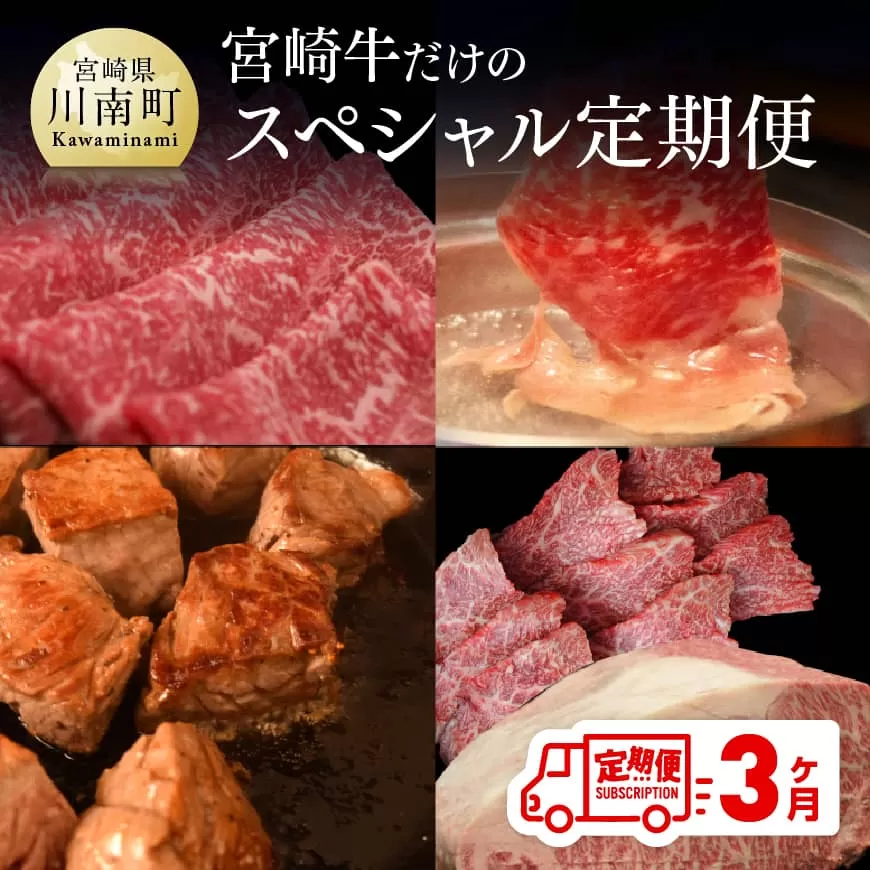 【定期便】 肉質等級4等級以上 宮崎牛だけの スペシャル便 3ヶ月コース 【肉 牛肉 国産 黒毛和牛 4等級 5等級 定期便 全3回 スライス 焼肉 ステーキ】