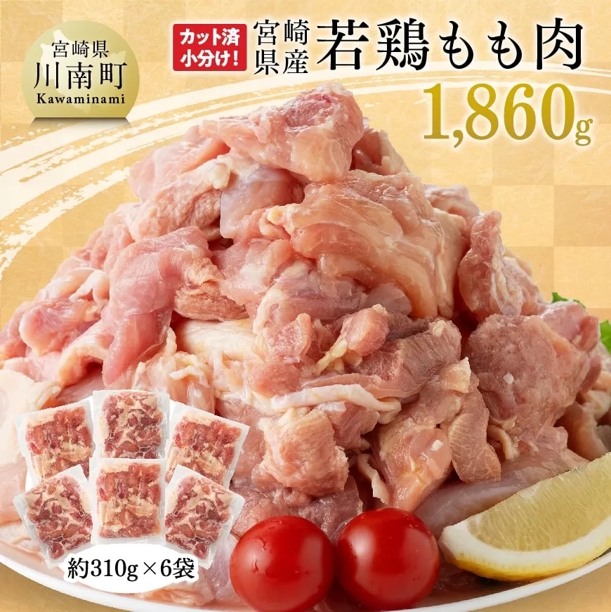 【令和6年12月発送】宮崎県産若鶏もも肉1,860g 　鶏肉 モモ 肉 小分け からあげ チキン南蛮 国産 九州産 送料無料