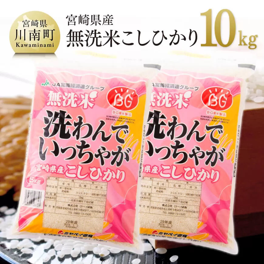 【令和6年産】 宮崎県産 無洗米こしひかり10kg 米 国産 九州産 宮崎県産 おにぎり おべんとう おかず 時短 送料無料