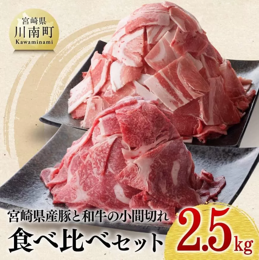 【宮崎県産】 和牛と豚肉のこま切れセット 2.5kg 肉 牛肉 豚肉 小間切れ セット 送料無料