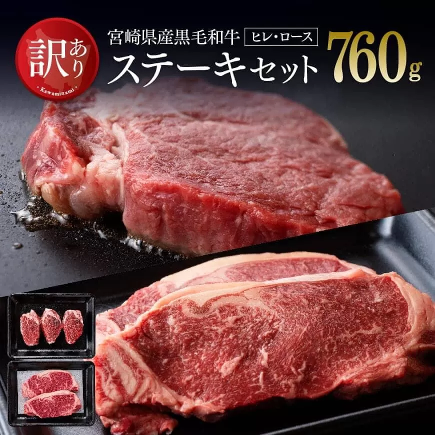 宮崎県産黒毛和牛ステーキセット 肉 牛肉 黒毛和牛 ヒレ フィレ ロース 九州産 宮崎産