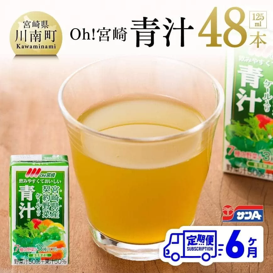 【定期便】宮崎青汁 125ml×48本セット 6ケ月定期便 野菜飲料 健康飲料 ケール やさい 健康 美容 全6回