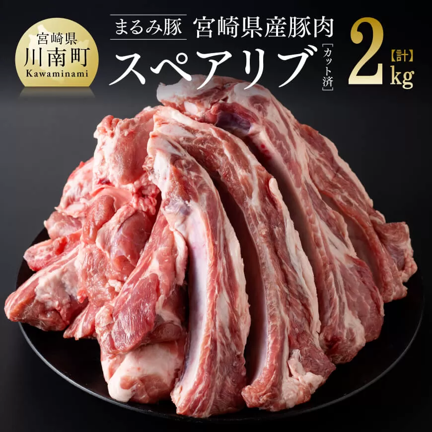 「まるみ豚」宮崎県産豚肉　スペアリブ　計2kg(カット済)  豚肉 豚 肉 国産 川南町 スペアリブ 