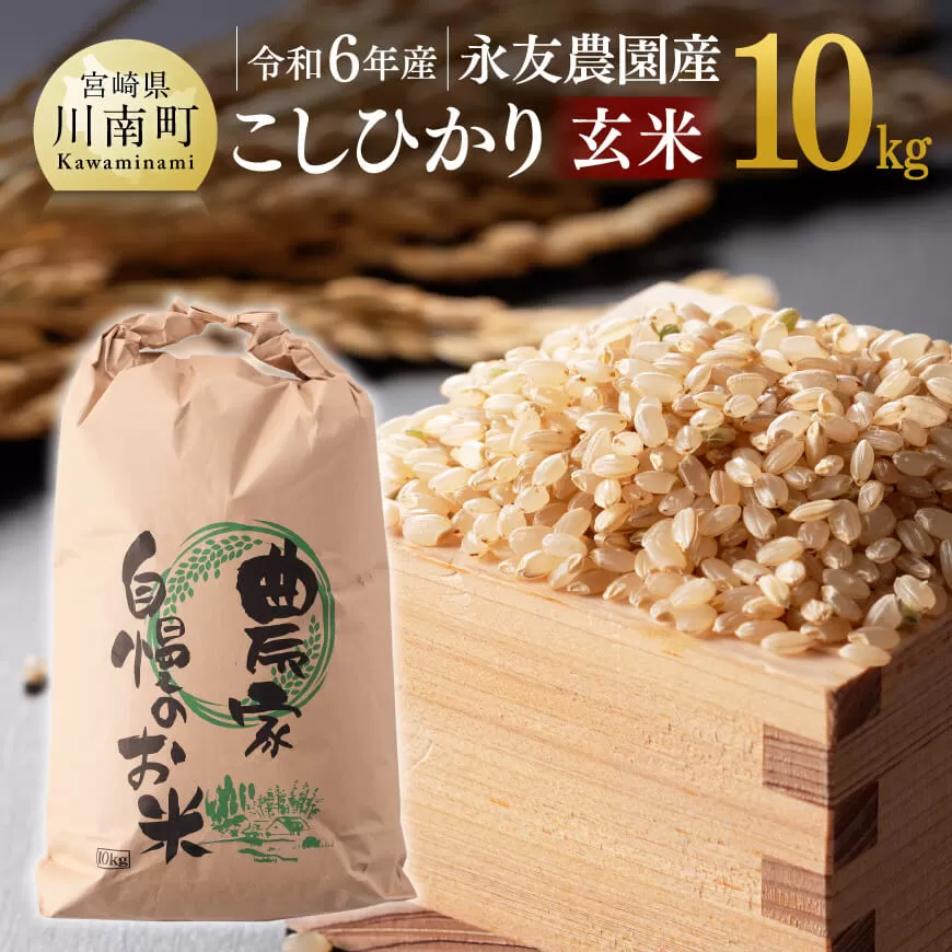 【令和6年産】永友農園産「こしひかり（玄米）」10kg（10kg×1袋） 米 お米 精米 国産 宮崎県産 コシヒカリ 玄米