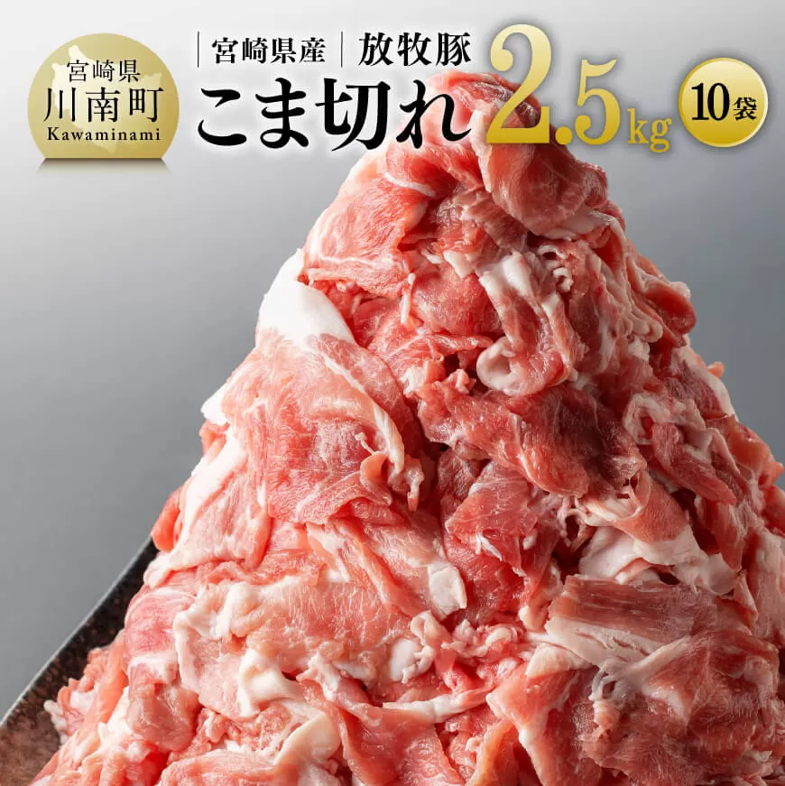 宮崎県産 放牧豚 こま切れ 10袋 計 2.5kg 豚肉 豚 肉 小間切れ 細切れ 炒め物