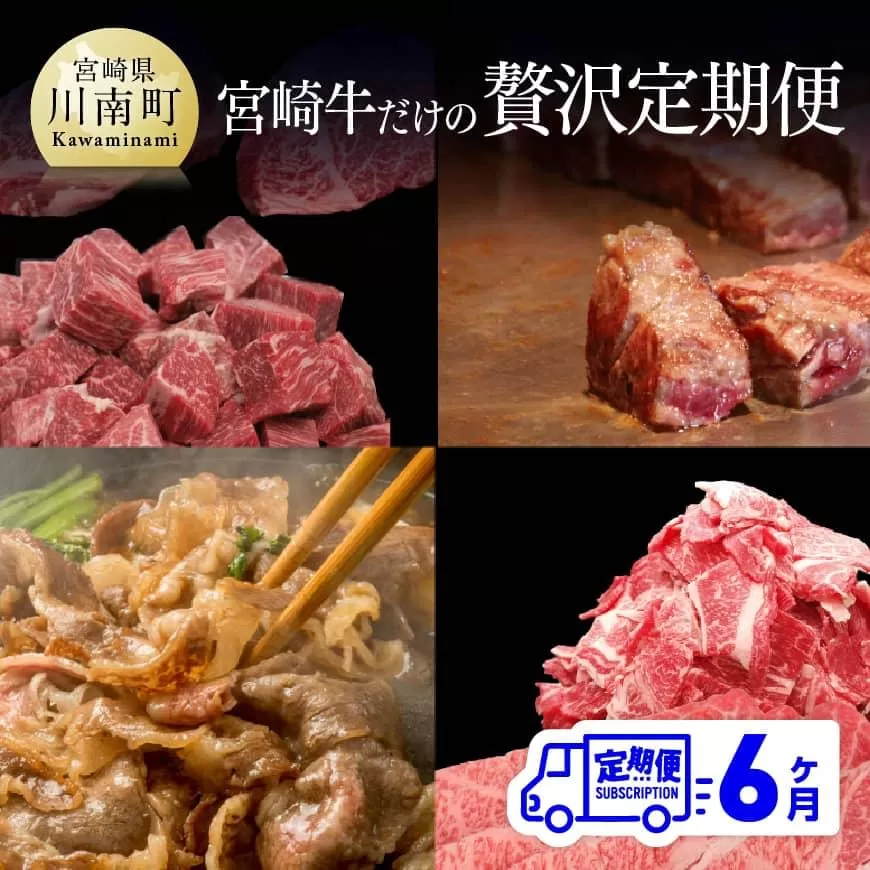 [定期便] 肉質等級4等級以上 宮崎牛だけの 贅沢定期便 6ヶ月コース[4大会連続日本一 肉 牛肉 国産 黒毛和牛 5等級 定期便 全6回 スライス 焼肉 ステーキ]