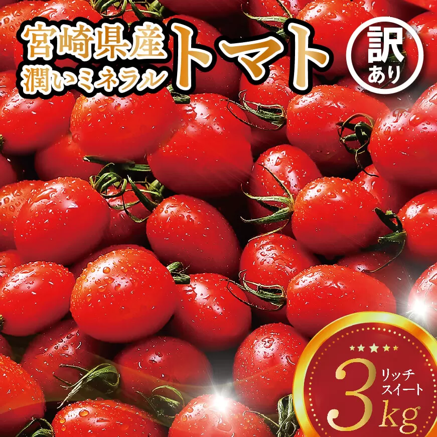 【令和7年4月発送】【訳あり】宮崎県産ミニトマト 潤いミネラルトマト「リッチスイート」3kg 九州産 川南町産 ミニトマト 新鮮 ヘルシー とまと 野菜