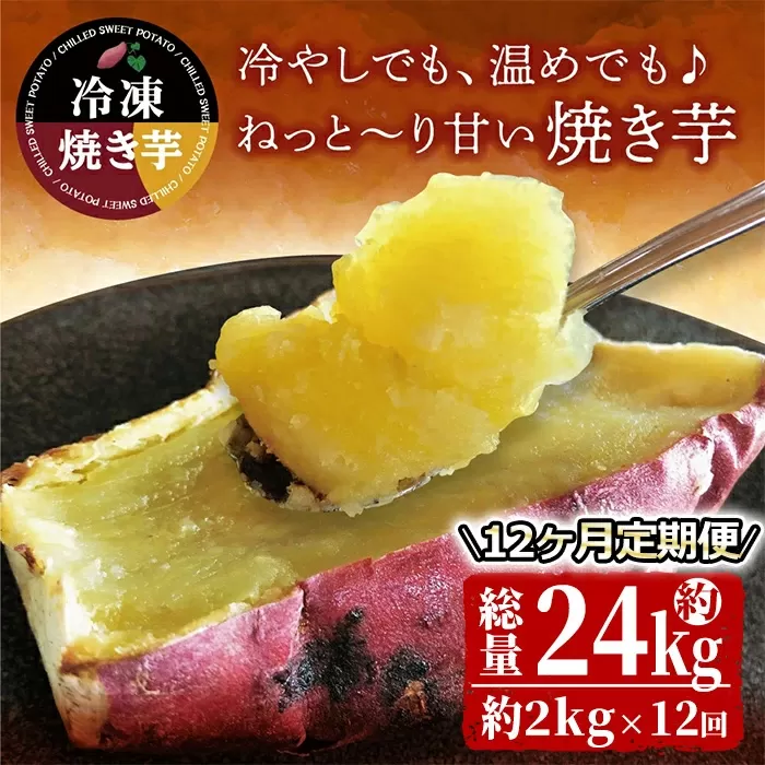 【12回定期便】紅はるか冷凍焼き芋 約２kg×12回 【いも 芋 さつま芋 紅はるか 焼き芋 スイーツ 定期便】