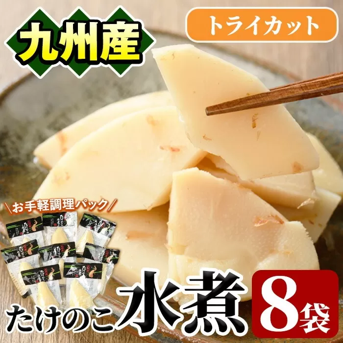 たけのこ水煮トライカット8袋(計800g・100g×8袋)国産 九州産 筍 野菜 使い切り 小分け 個包装【上野食品】a-12-194