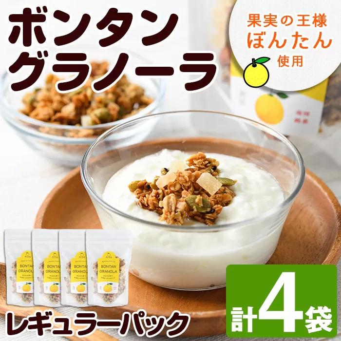 ボンタングラノーラ・レギュラーパック(計4袋・100g×4袋)ボンタンのほろ苦い甘味と食感が味わえます！ぼんたん ボンタン 文旦 グラノーラ ナッツ シリアル おやつ【泰平食品】a-12-101