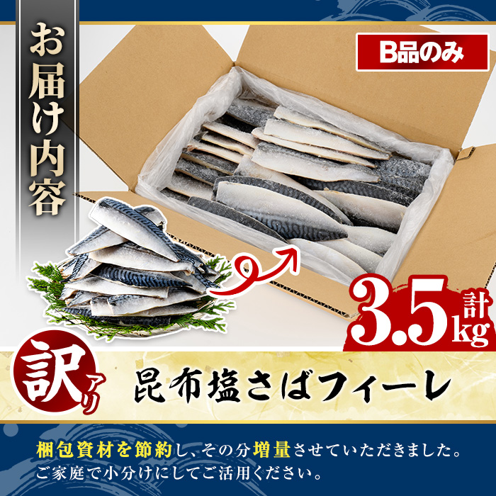 訳あり！昆布塩さばフィーレ(B品のみ3.5kg) 大容量 ボリューム サバ 鯖 フィレ 魚介類 海産物 海鮮 海の幸 おかず おつまみ 惣菜 グリル  焼き魚 煮魚 切り身 昆布 塩サバ 脂 ご家庭用 リピート 【グローバルフーズ】a-15-46-z｜阿久根市｜鹿児島県｜返礼品をさがす｜まい ...