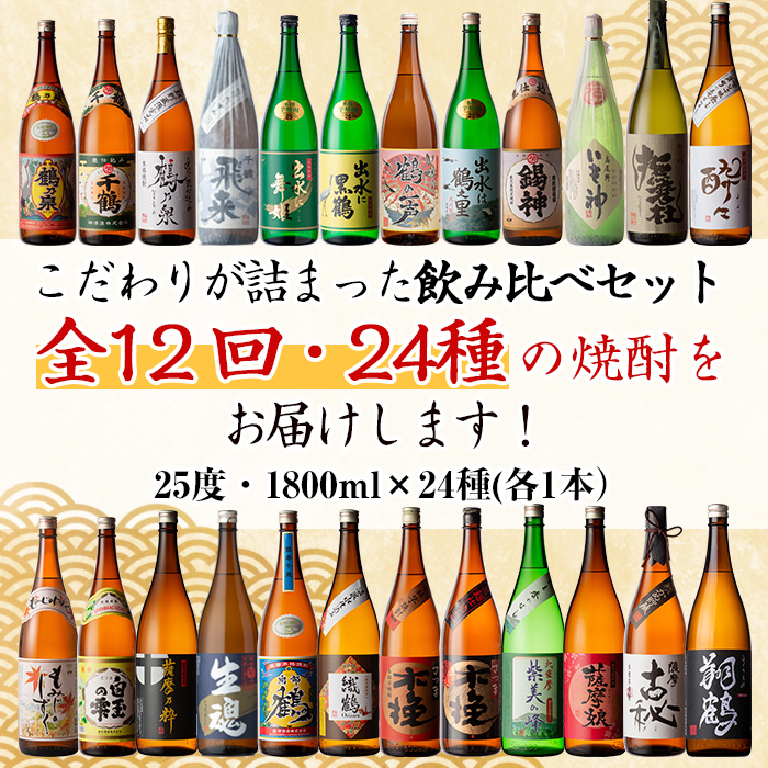 i969 ＜定期便・計12回(連続)＞こだわり芋焼酎 24種類飲み比べ定期便(全24種・合計24本)【酒舗三浦屋】｜出水市｜鹿児島県｜返礼品をさがす｜まいふる  by AEON CARD