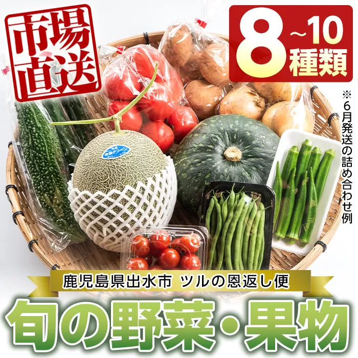 i460 旬の野菜類・果物おまかせセット(8〜10種類)！【出水市出水駅観光特産品館 飛来里】