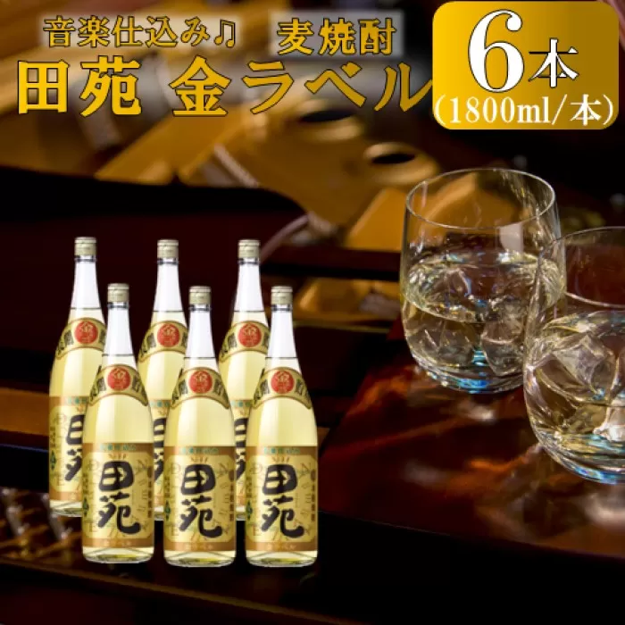 ESR-808 音楽仕込み 麦焼酎 田苑 金ラベル 1800ml×6本 田苑酒造