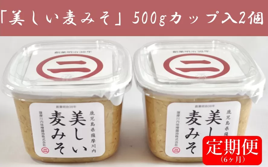 DS-007 【6カ月定期便】美しい麦味噌 500gカップ入り×2×6回