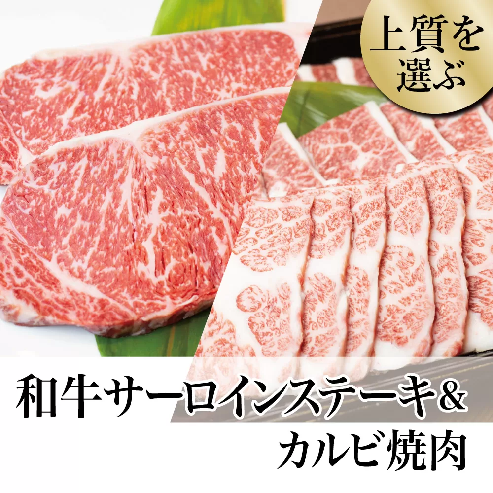 【鹿児島県産】 黒毛和牛 サーロイン ステーキ 320g＆カルビ 焼肉 300g お肉 牛肉 バラ バーベキュー BBQ ステーキ セット 食べ比べ 冷凍 スターゼン 南さつま市