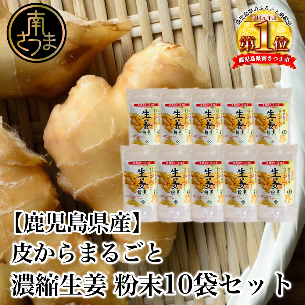 【健康習慣】皮からまるごと 濃縮生姜 粉末 15g×10袋 生姜パウダー ジンジャー パウダー 生姜 粉末 料理 味噌汁 生姜焼き 粉末 しょうが 鹿児島 エスランドル 南さつま市